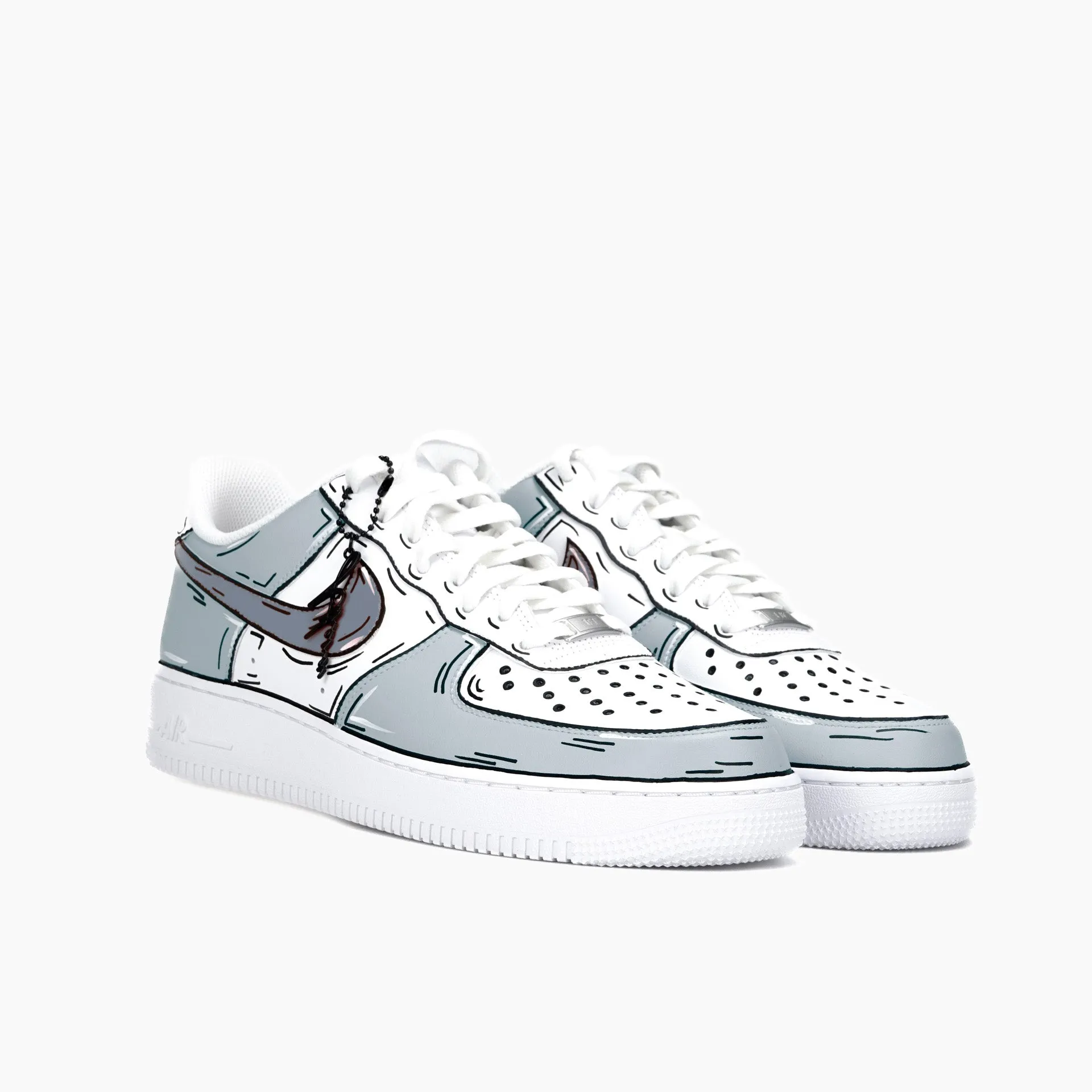 AIR Force 1 Custom Sneaker Cartoon Comic Grau