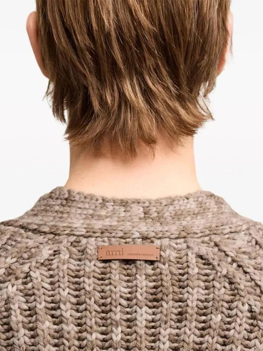   AMI Paris  Brown Melange Wool Cardigan Brown  Strickjacke 