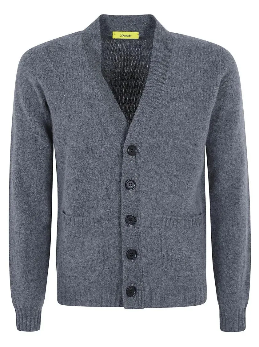   Drumohr  Grey Fine Knit V-Neck Cardigan Grey  Strickjacke 