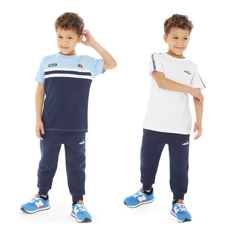 Ellesse Junge Dario 3er-Pack T-Shirts und Jogginghose Set Marineblau/Himmelblau/Weiß