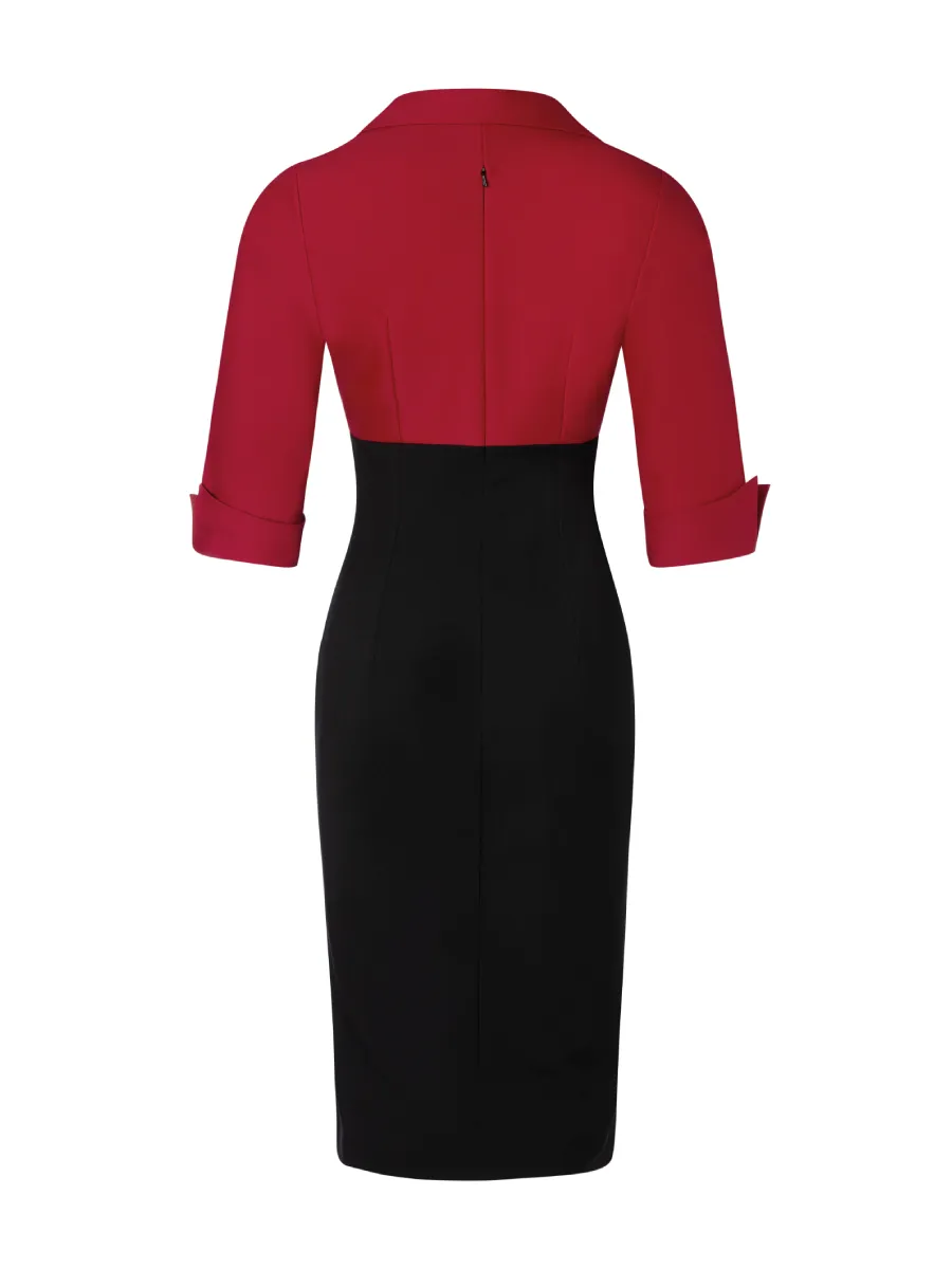 Glamour Bunny Dianne Two Toned Pencil Dress Red Black