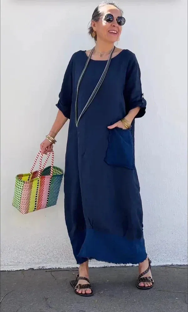 Heidi-Mode | Maxikleid Lässig Vintage Patchwork