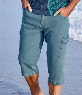 Hellblaue 3/4-Hose aus Stretch-Denim