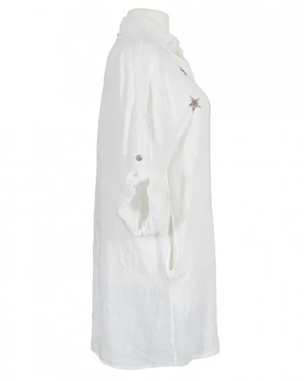 Leinentunika Sterne für Damen in  weiss von Spaziodonna
