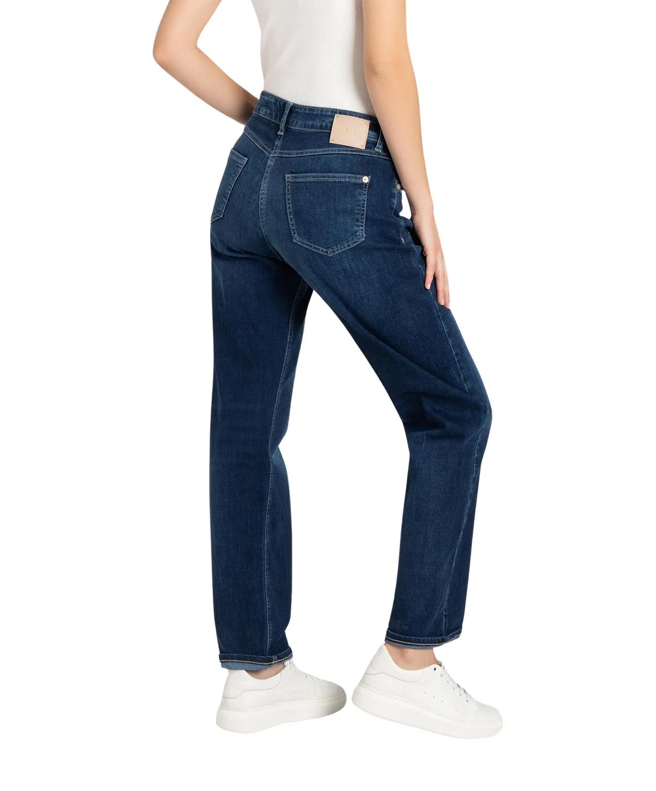 Mac Straight Fit Jeans in Blau mit Saumumschlag