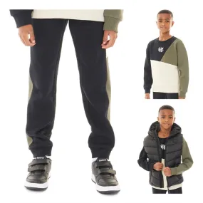MINOTI Fleece-Sweatshirt Jogginghose und Weste Set Junge Schwarz/Khaki