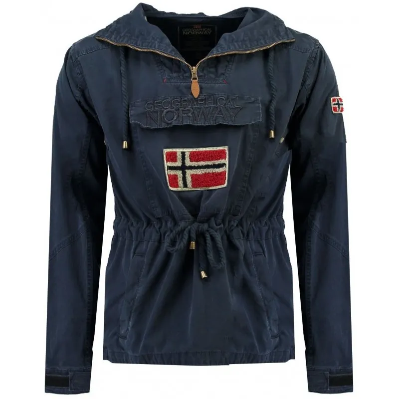 Norway Geographical Jacke – Atmungsaktive Navyblaue Parka mit Kapuze