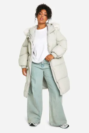 Plus gepolsterter Parka mit Kunstpelzkapuze