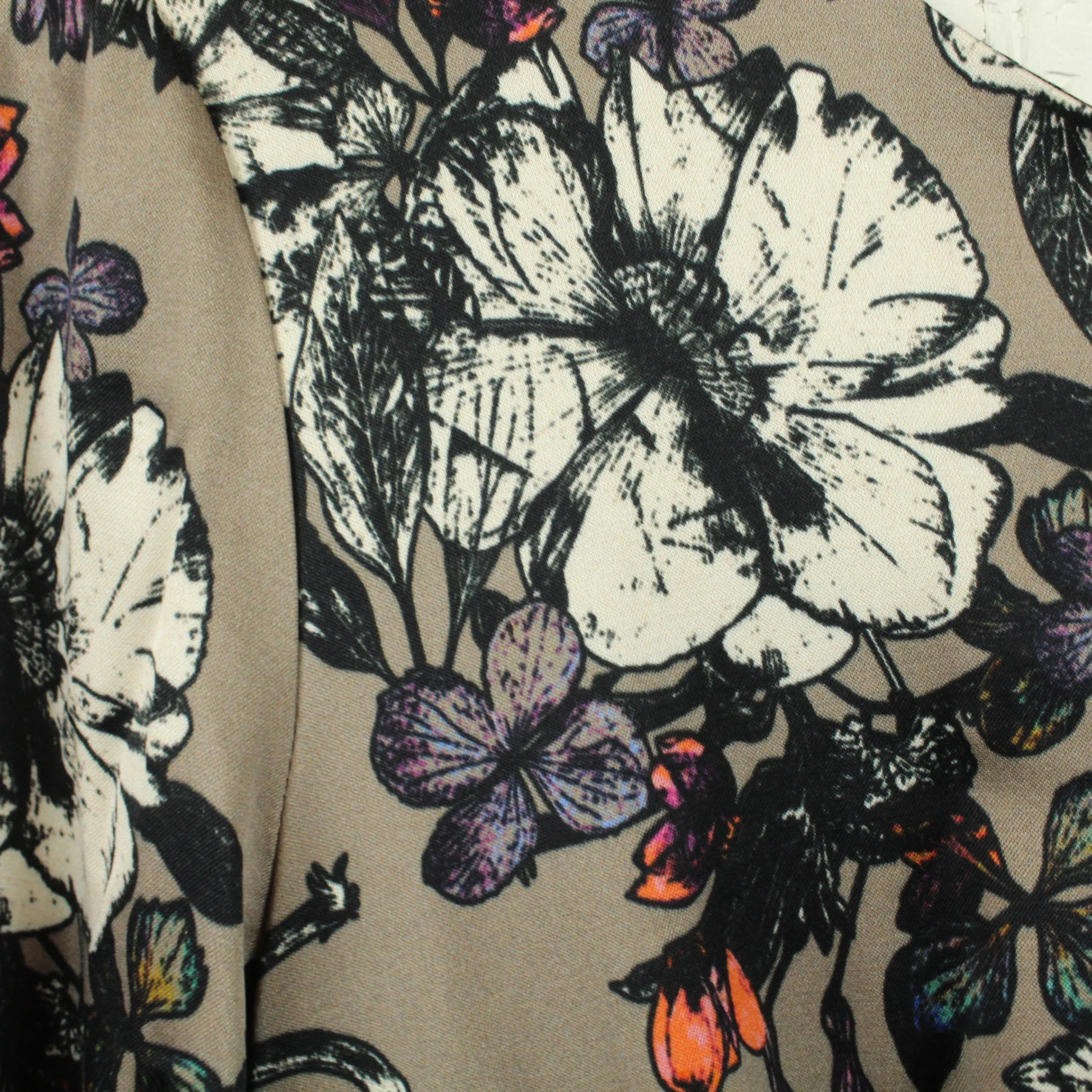 Second Hand ELLEN EISEMANN Kleid mit Wolle Gr. 38 braun geblümt NEU (*)