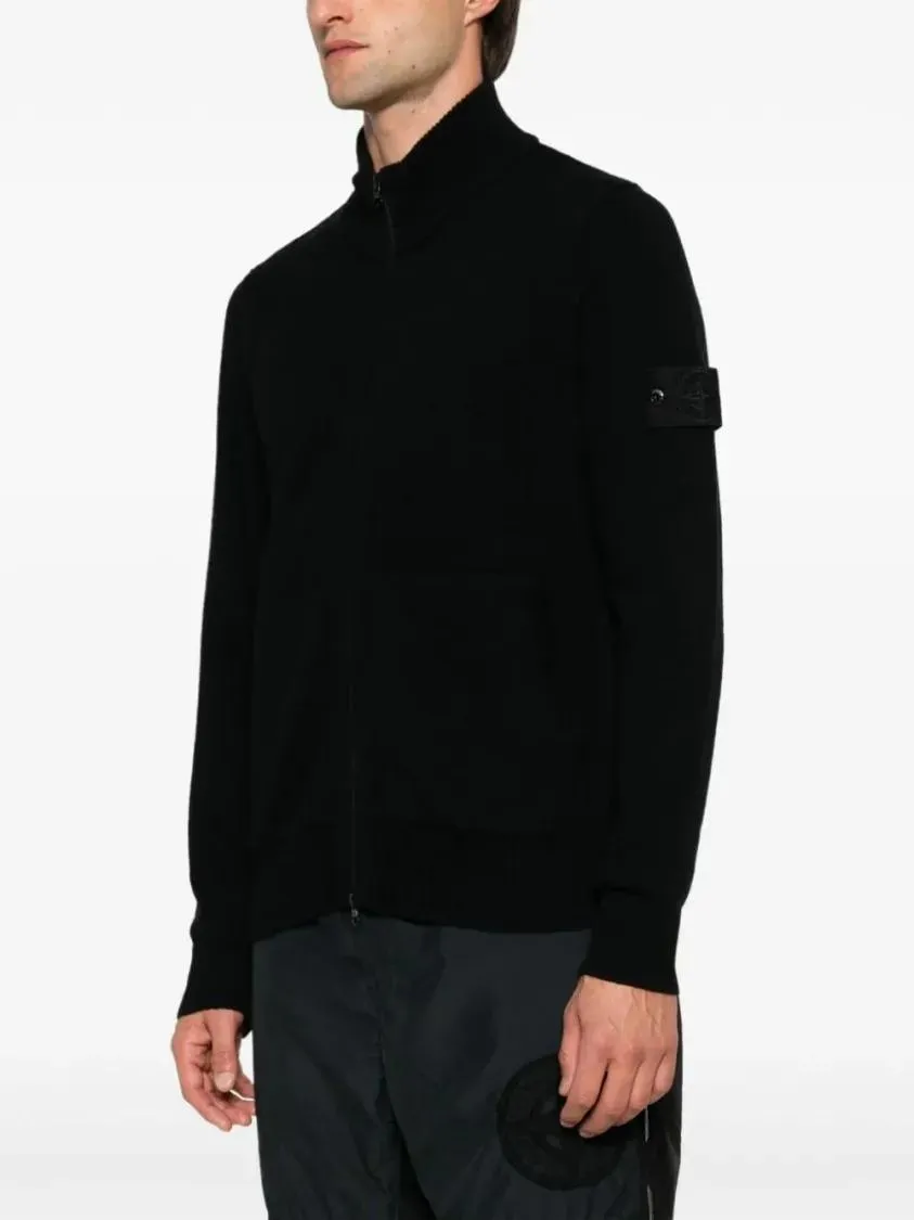   Stone Island  Black Compass-Patch Cardigan Black  Strickjacke 